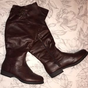 Dark Brown Wide Calf Boots